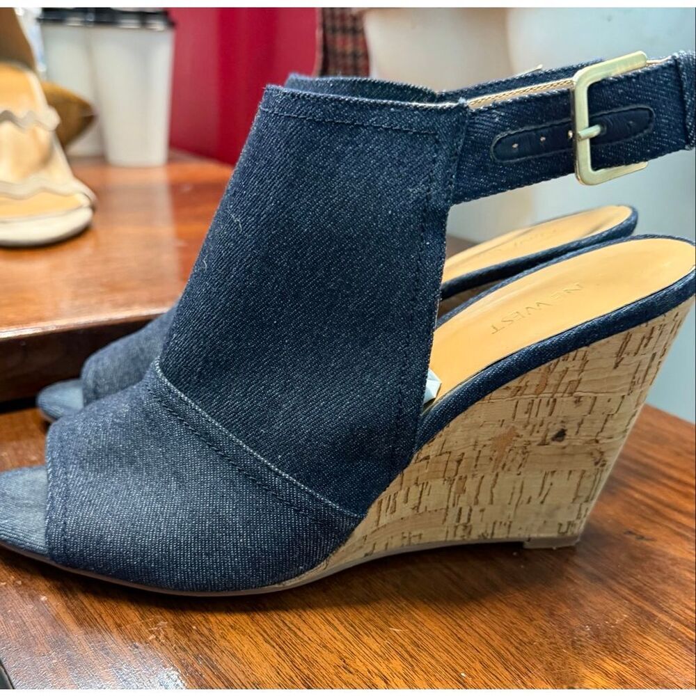 Nine West Blue Denim Wedge Heels Women’s Size 11 - Picture 5 of 9